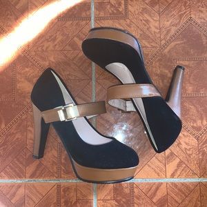 Black and brown Velcro strap heels